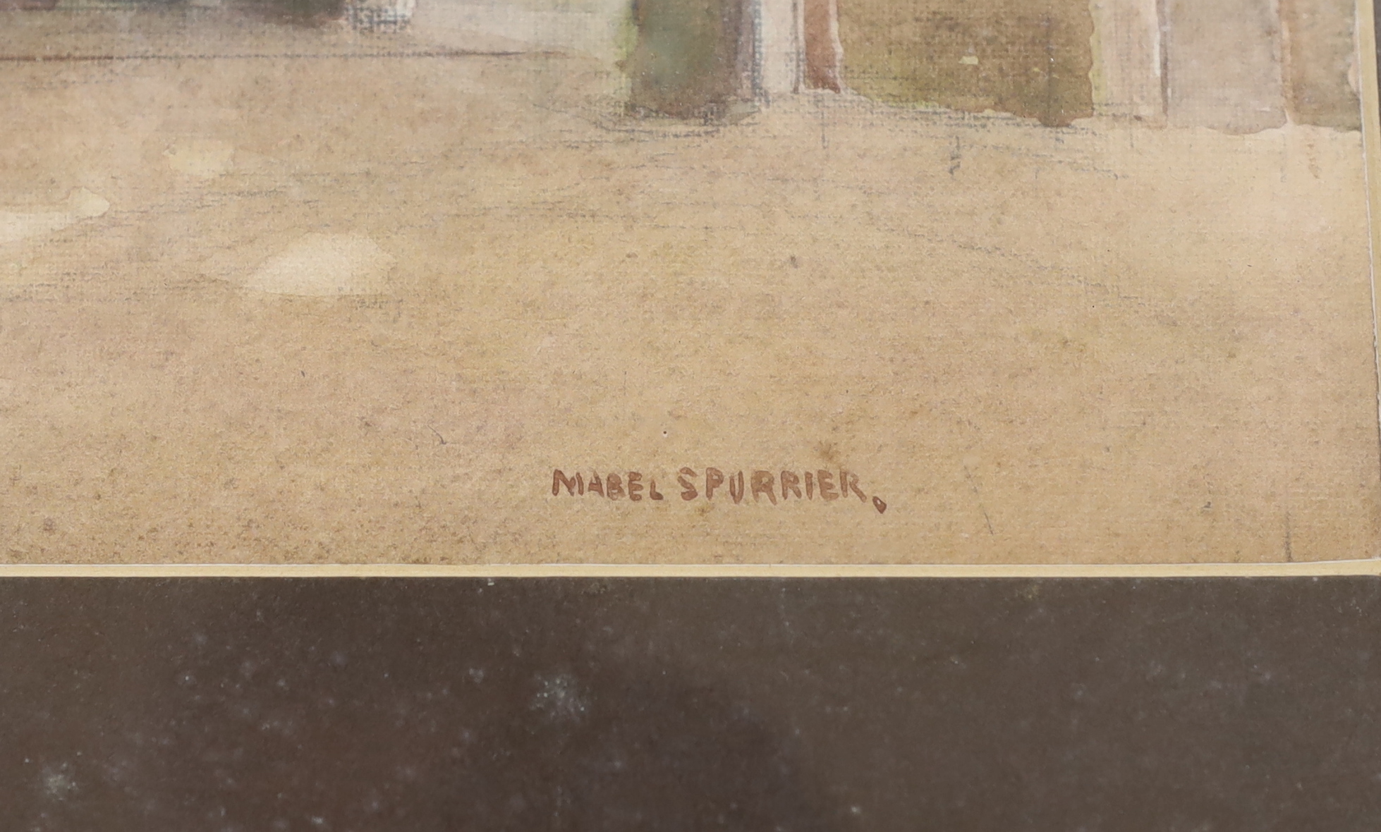 Mabel Annie Spurrier (fl.1920-1940), watercolour, Cambridge street scene, signed, 30 x 44cm